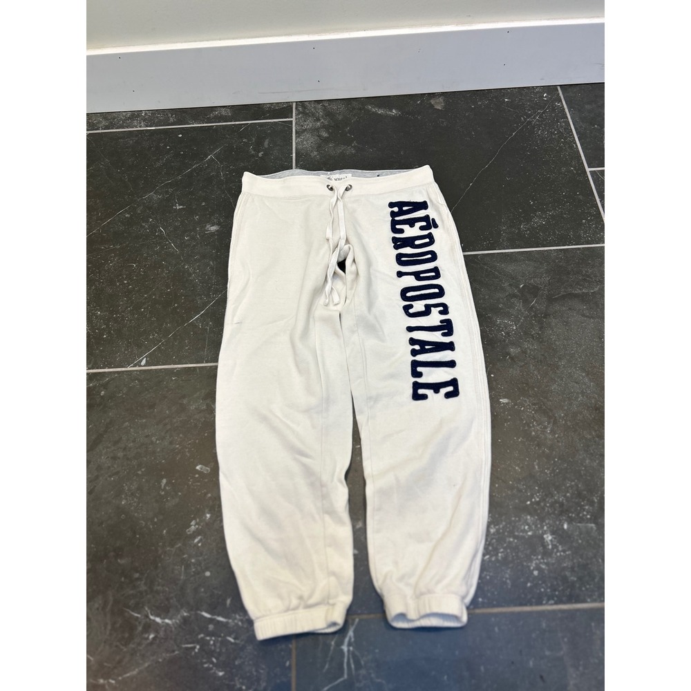 Aeropostale Womens Cream Fleece Logo Jogger Sweatpants Athl Dept 87 Size M